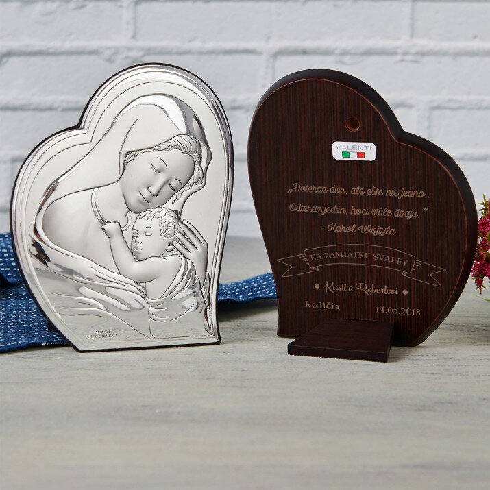 Na pamiatku svadby - Panna Mária - Strieborný obraz s gravírovaním