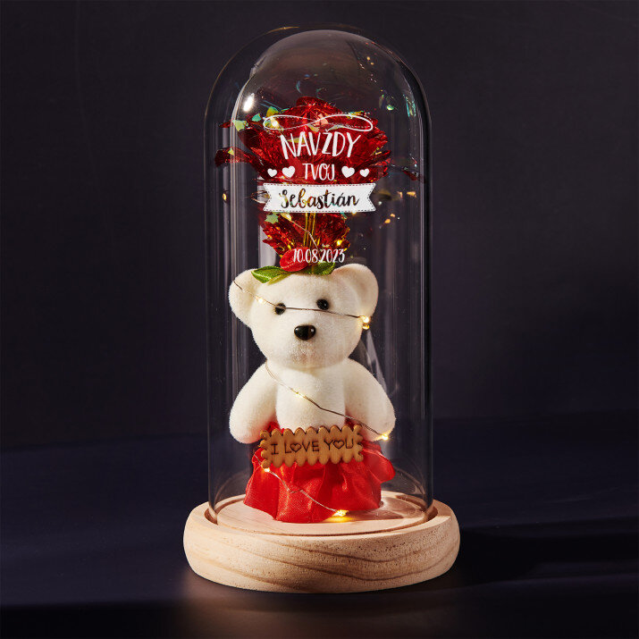 Navždy tvoj - večná ruža s medvedíkom