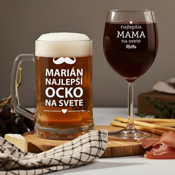 Najlepší rodičia - Súprava s pivný krígeľ a pohárom na víno