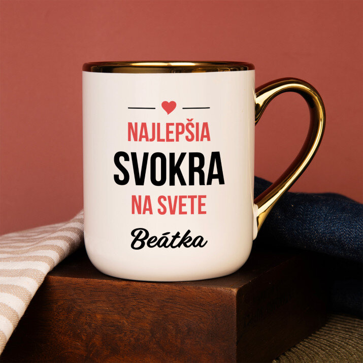 Najlepšia svokra - Keramický hrnček s farebným okrajom