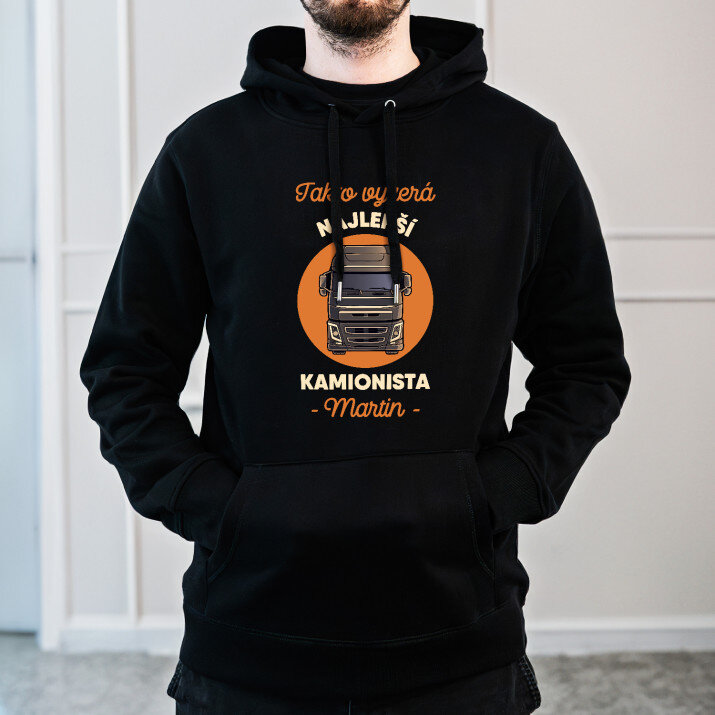 Najlepší kamionista - Čierna pánska mikina s kapucňou