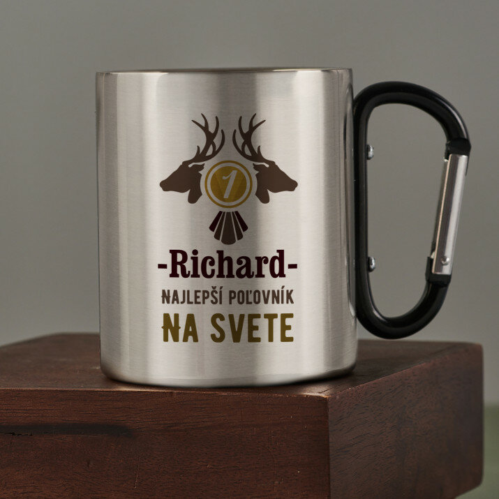 Najlepší poľovník na svete - kovový hrnček s karabínkou