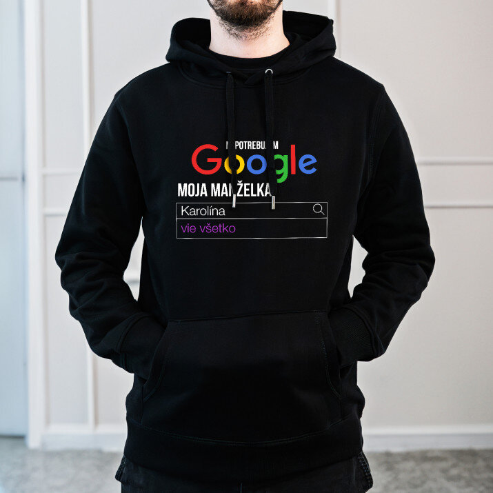 Nepotrebujem google - Čierna pánska mikina s kapucňou