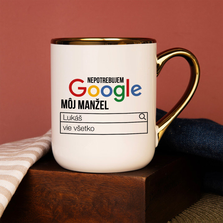 Nepotrebujem google - Keramický hrnček s farebným okrajom