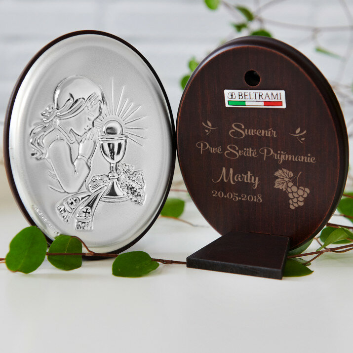 Suvenír k svätému prijímaniu - Dievča - Strieborný obrázok