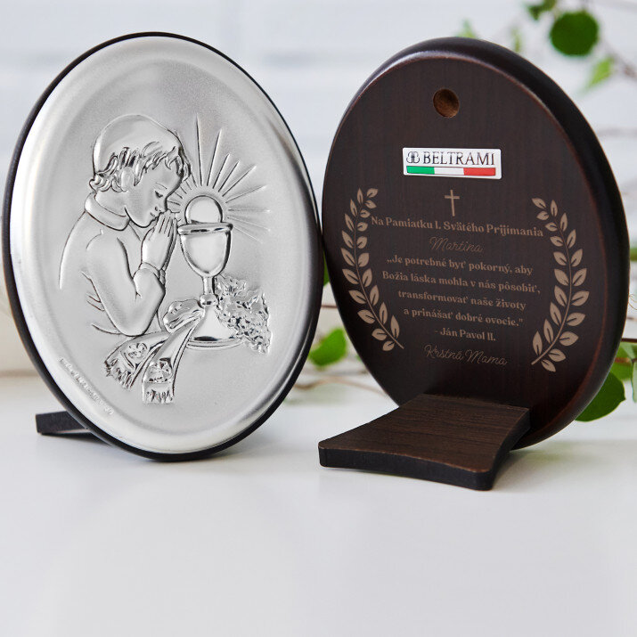 Pamiatka Prijímania citát - Chlapec - Strieborný obraz s gravírovaním
