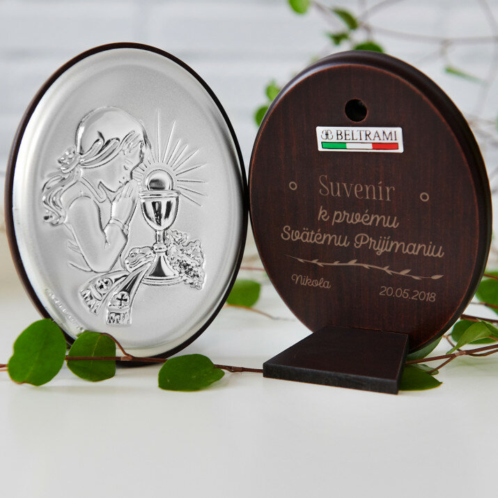 Suvenír k prvému svätému prijímaniu - Dievča - Strieborný obrázok