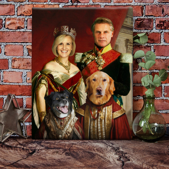 Kráľovský pár so zvieratkami - Kráľovský portrét Kráľovský pár so zvieratkami - Kráľovský portrét