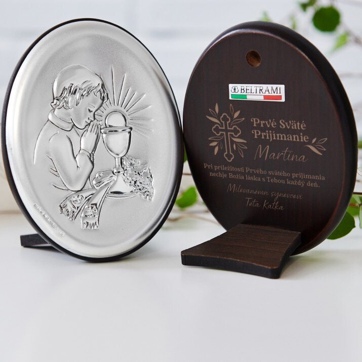 Prvé Sväté Prijímanie Božia láska - Chlapec - Strieborný obraz s gravírovaním