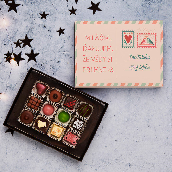 Pohľadnica na Valentína - Pralinky z belgickej čokolády