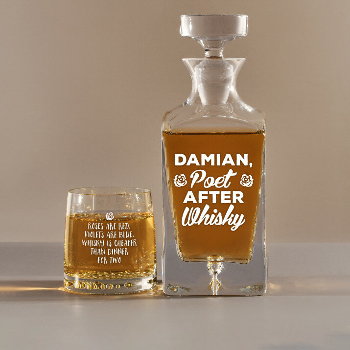 Poet - Sada gravírovanej karafy a pohárov na whisky