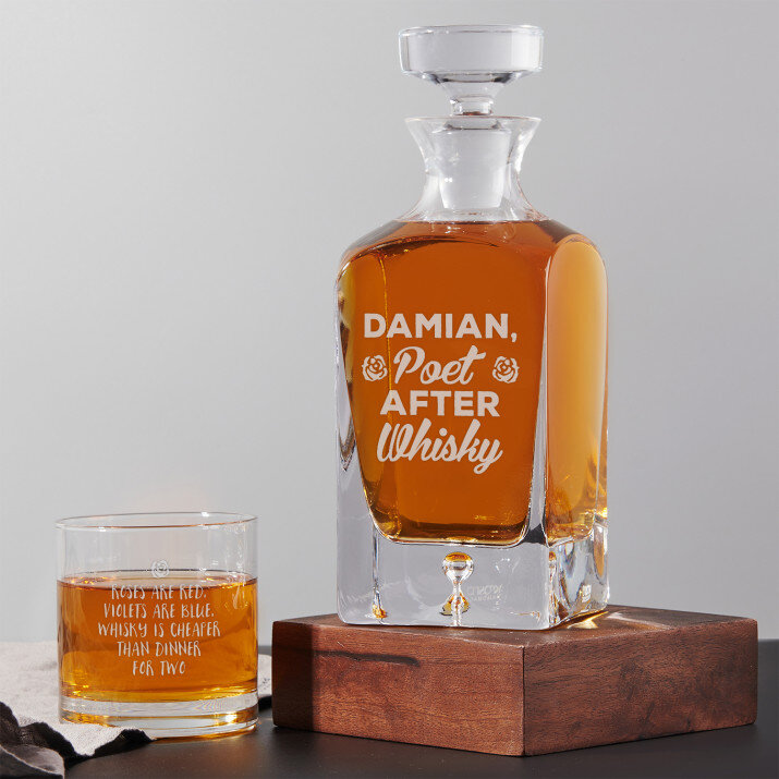 Poet - Sada gravírovanej karafy a pohárov na whisky