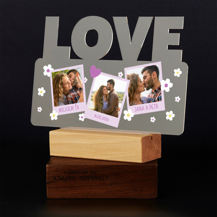 Polaroidové kvety - Tlač na akrylové sklo led LOVE