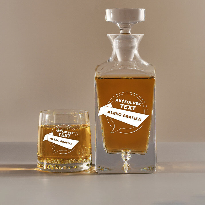 Vlastný projekt - Sada gravírovanej karafy a pohárov na whisky