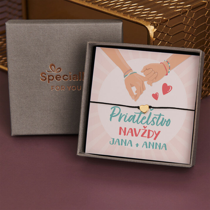 Priateľstvo navždy - Náramek ze šňůrky srdce