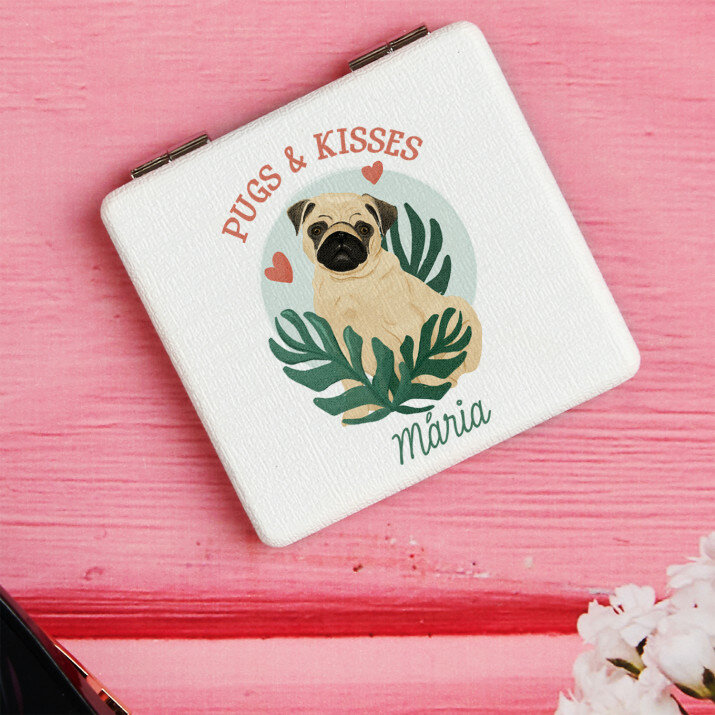 Pugs & kisses - Vreckové zrkadielko