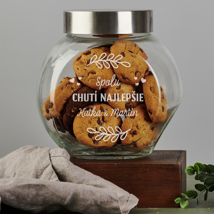 spolu chutí najlepšie - Sklenená nádoba na koláčiky