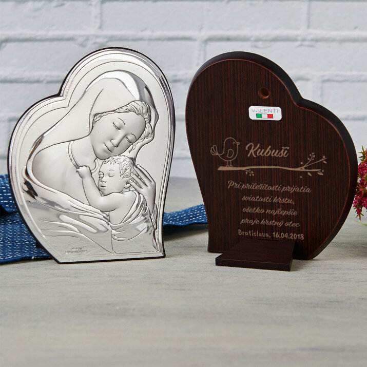 Sviatosť krstu - Panna Mária - Strieborný obraz s gravírovaním