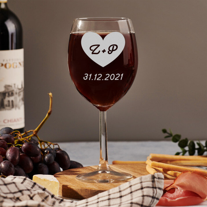 Srdce + dátum - Gravírovaný pohár