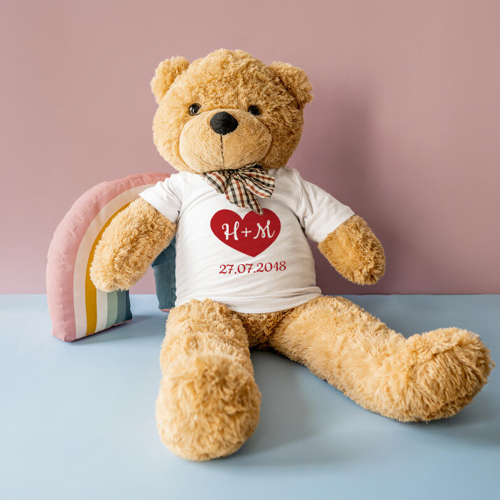 Srdce + dátum - Medvedík 90 cm