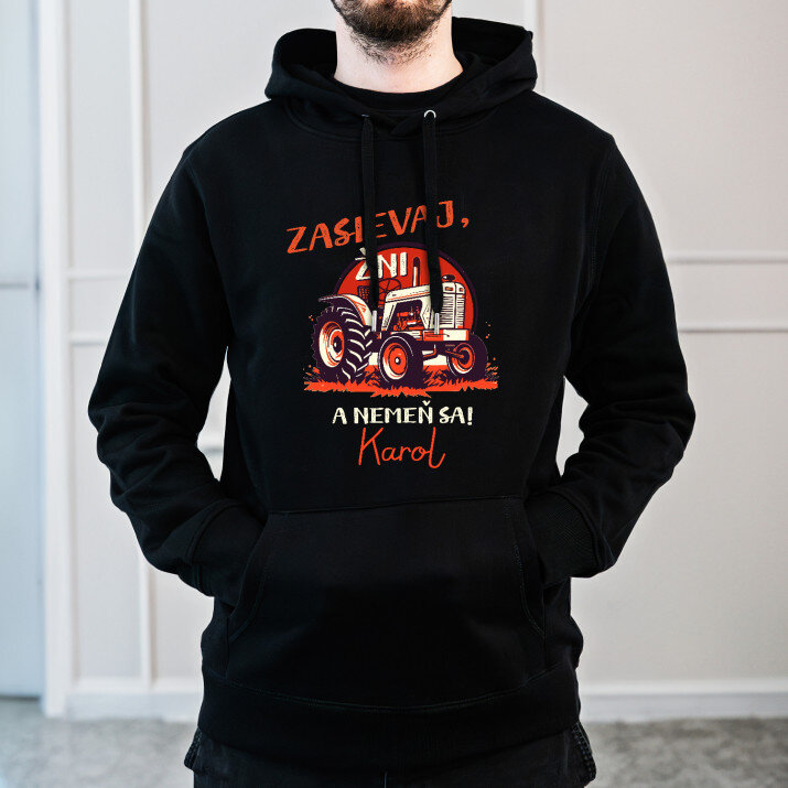 Zasievaj, žni a nemeň sa - Čierna pánska mikina s kapucňou