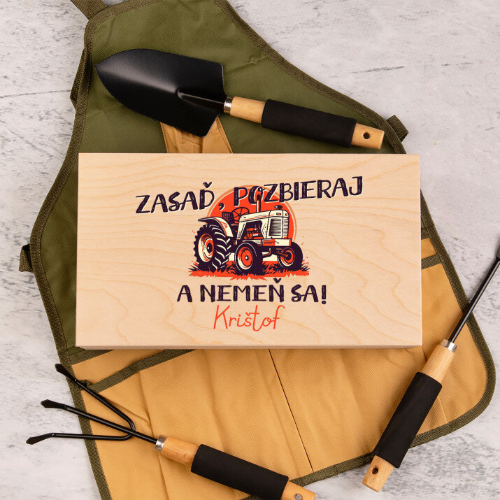 Zasaď, pozbieraj a nemeň sa - Sada záhradného náradia v zástere