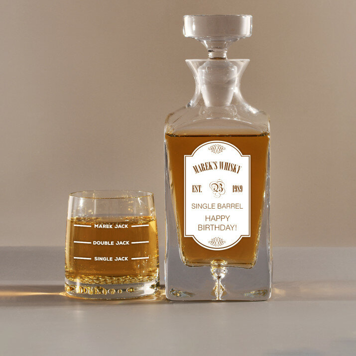 Single Barrel - Sada gravírovanej karafy a pohárov na whisky