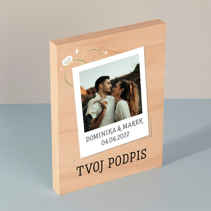 Svadobná fotografia a podpis - Tlač na drevo