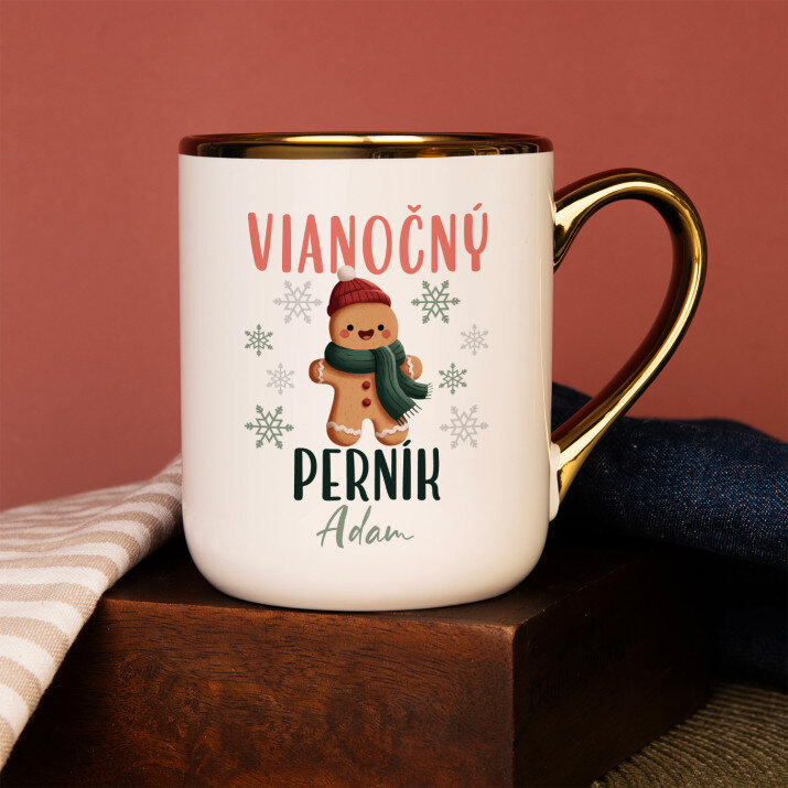 Vianočný perník 2 - Keramický hrnček s farebným okrajom