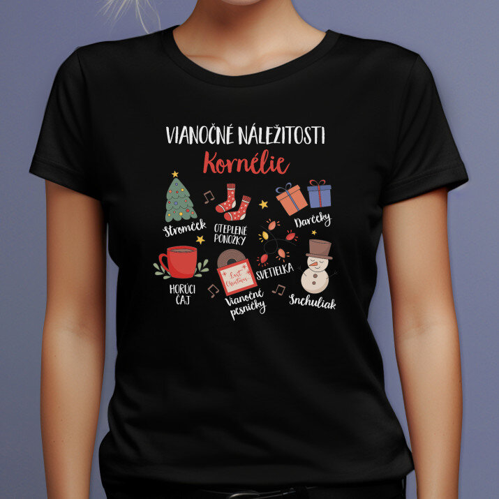 Vianočné náležitosti - Čierne dámske tričko