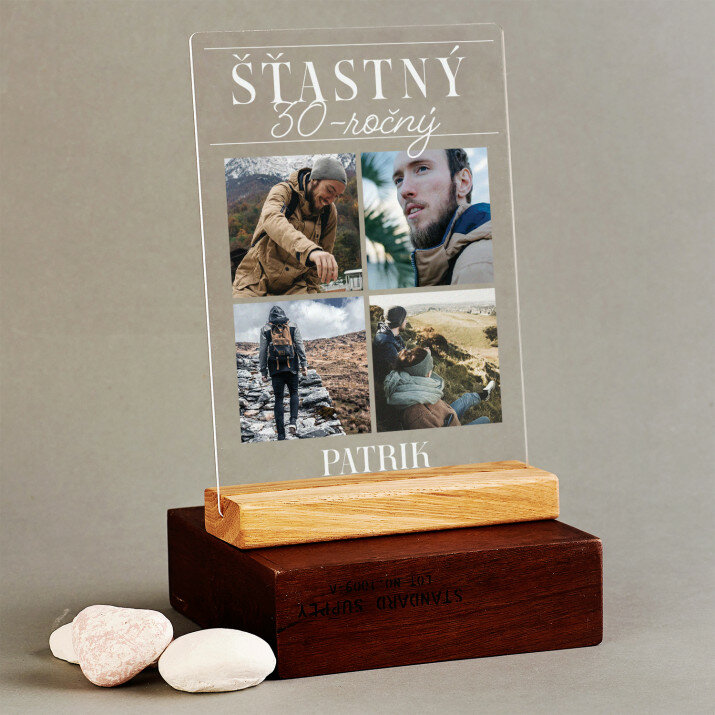 Tlač na akrylové sklo so stojanom - Šťastný 30-ročný