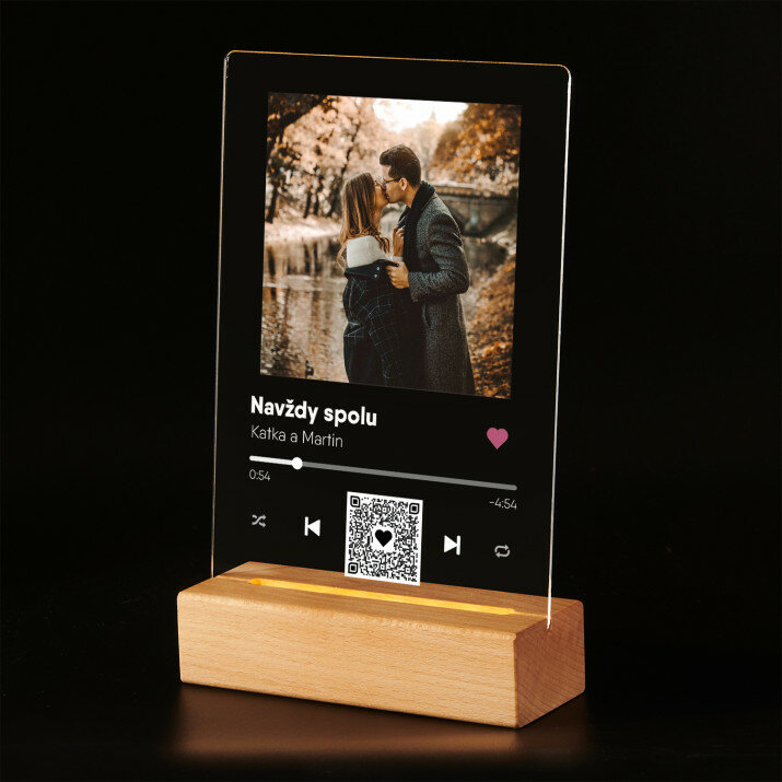 Vaša skladba Spotify - QR kód - Tlač na akrylové sklo (LED stojan)