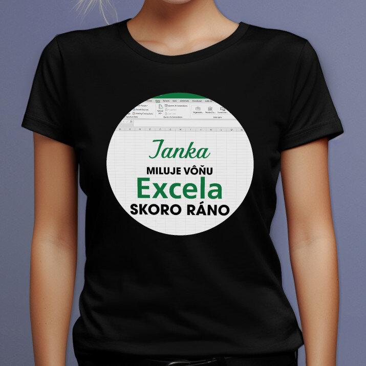 Miluje vôňu excela - Čierne dámske tričko
