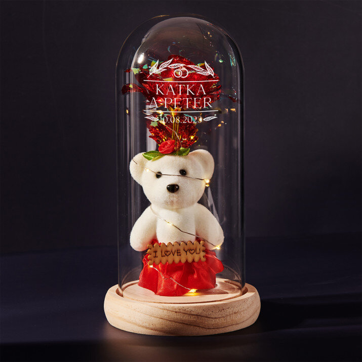 Váš deň - večná ruža s medvedíkom