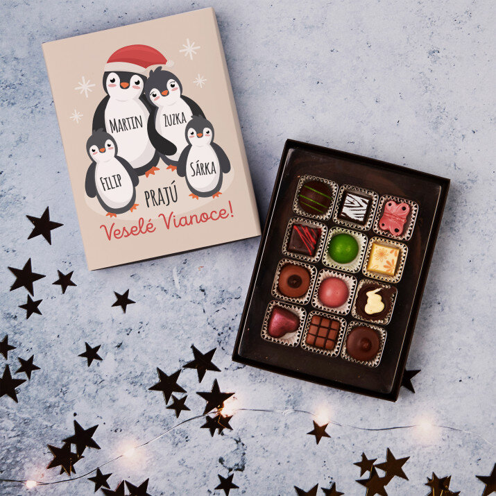 Veselé vianoce tučniaky - Pralinky z belgickej čokolády