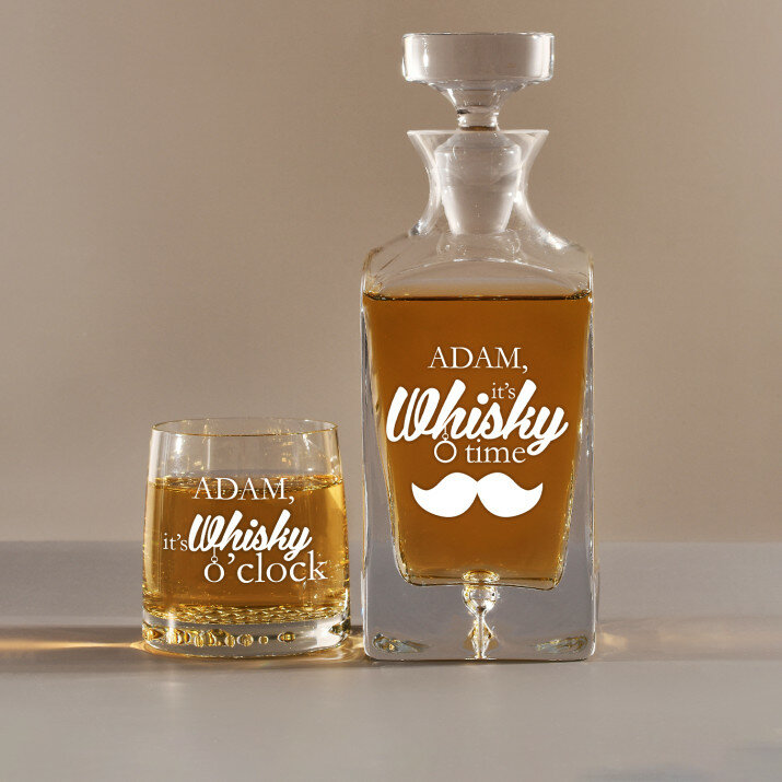 Whisky Time - Sada gravírovanej karafy a pohárov na whisky