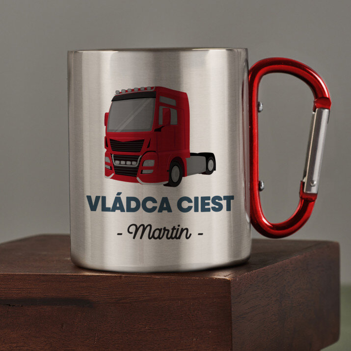 vládca ciest - kovový hrnček s karabínkou