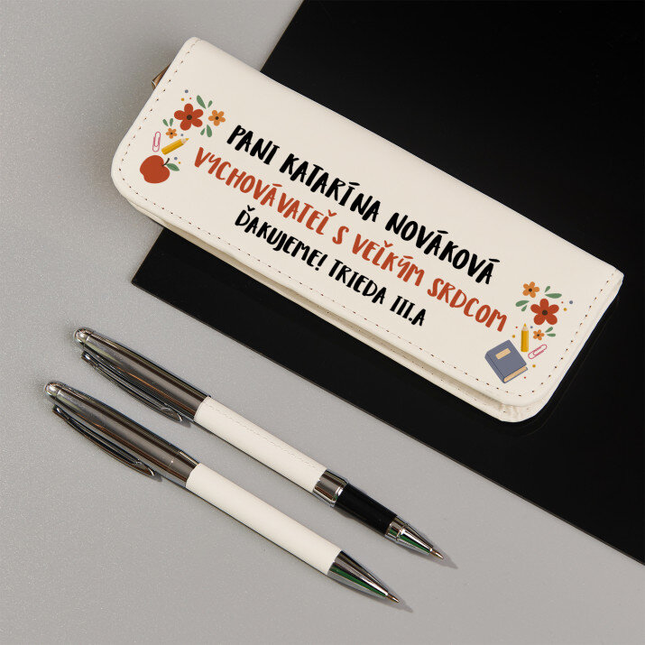 Vychovávateľ s veľkým srdcom - Písacia súprava v koženom peračníku