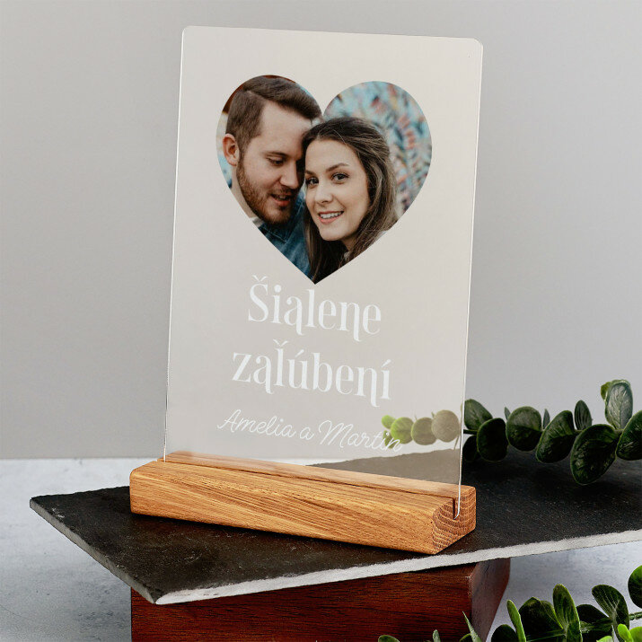 Šialene zaľúbený par - Tlač na akrylové sklo so stojanom