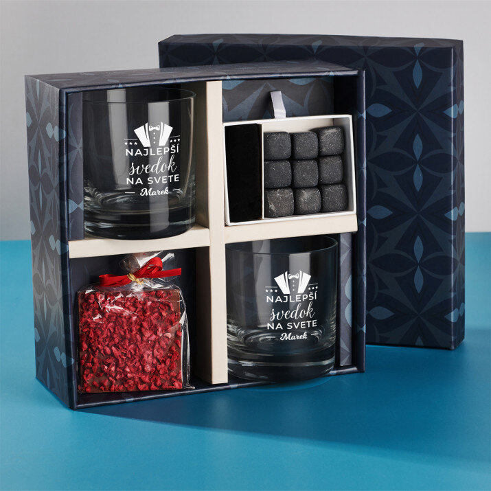 Darčeková sada s pohármi na whisky pre svedka