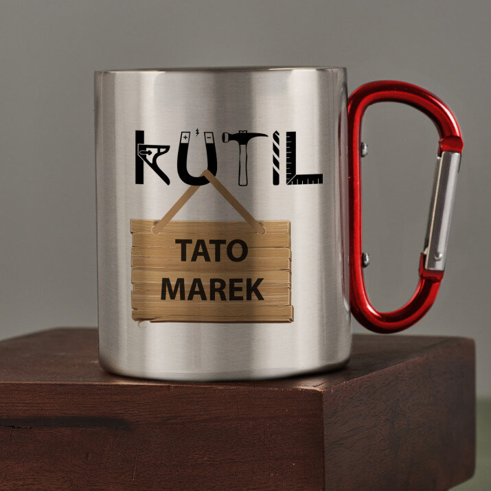 kutil - kovový hrnček s karabínkou