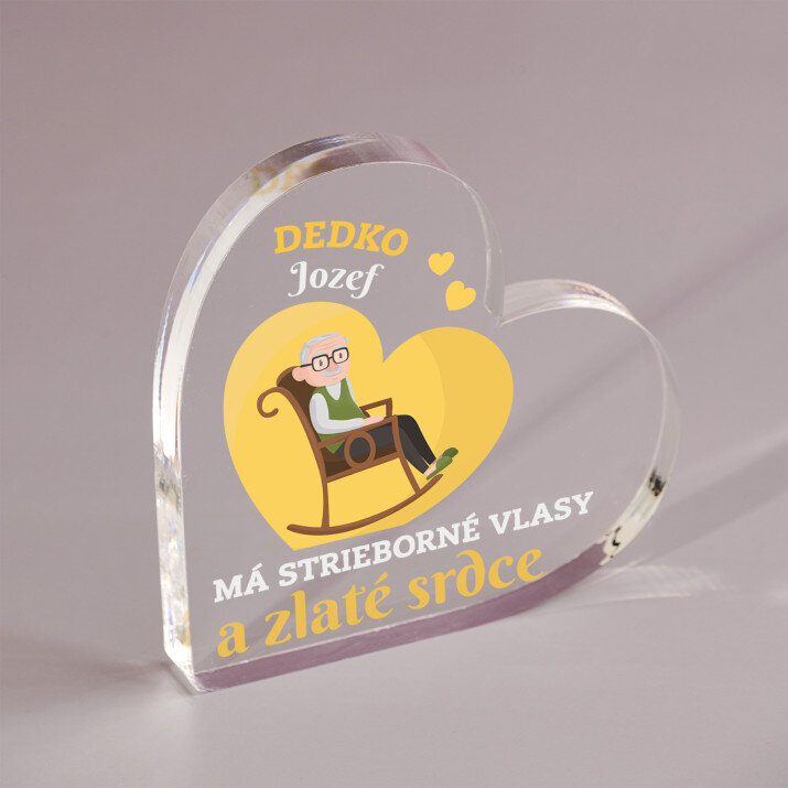 Zlaté srdce - Akrylový blok srdce