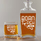 Born to fish - Sada gravírovanej karafy a pohárov na whisky