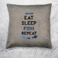 Eat, sleep, fish - Dekoračný vankúš