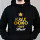 Kráľ ocko prvý - Čierna pánska mikina s kapucňou
