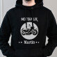 Motoholik - Čierna pánska mikina s kapucňou