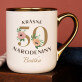 Krásne 50. narodeniny kvety - Keramický hrnček s farebným okrajom