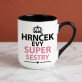 Super sestra - Keramický hrnček s farebným okrajom