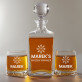 Whisky Warmer - Sada gravírovanej karafy a pohárov na whisky