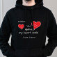 You make my heart smile - Čierna pánska mikina s kapucňou